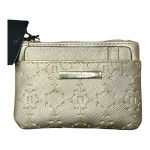 Nanette Lepore Vegan Leather Lexy Embossed Gold Logo Card Case Wallet NWT